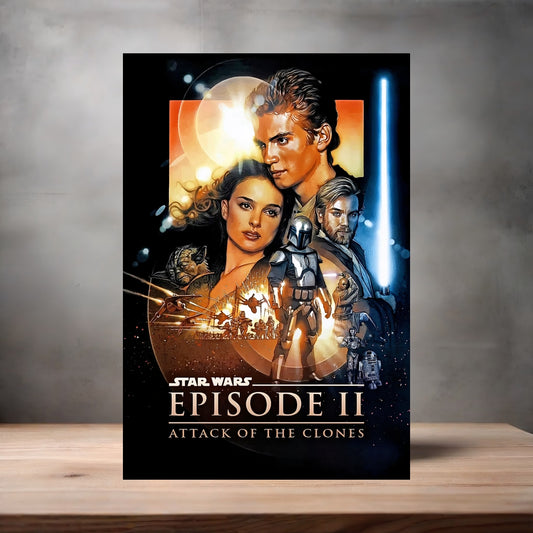 Star Wars Attack of the Clones movie poster on aluminum print. Multiple sizes available.