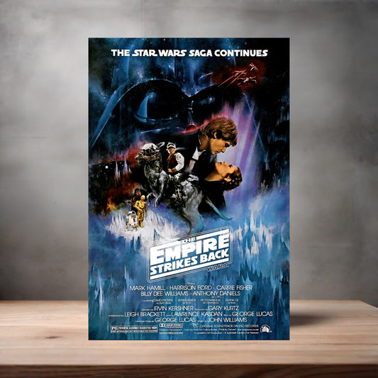 Star Wars The Empire Strikes Back movie poster on aluminum print. Multiple sizes available.