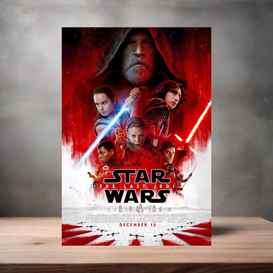 Star Wars The Last Jedi movie poster on aluminum print. Multiple sizes available.