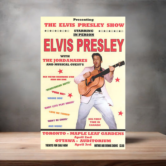 Elvis Presley Toronto concert poster on aluminum print. Multiple sizes available