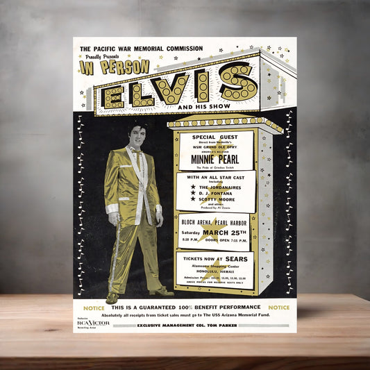 Elvis Presley Concert poster on aluminum print. Multiple sizes available