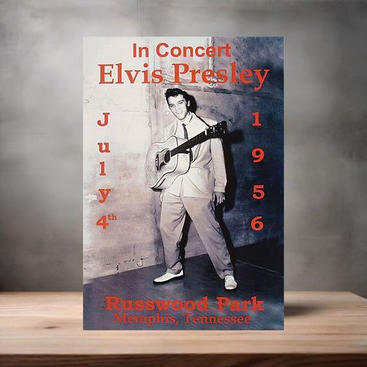 Elvis Presley 1956 concert poster on aluminum print. Multiple sizes available