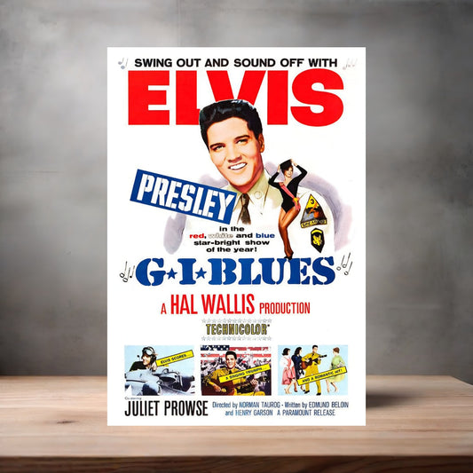 Elvis Presley G.I. Blues poster on aluminum print. Multiple sizes available