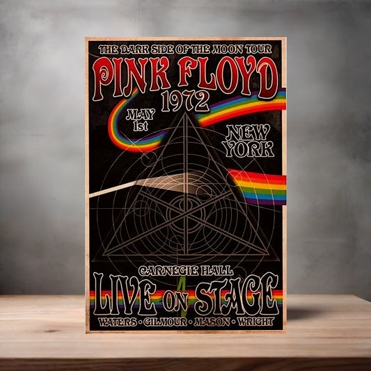 Pink Floyd 1972 Carnegie Hall concert poster on aluminum print. Multiple sizes available