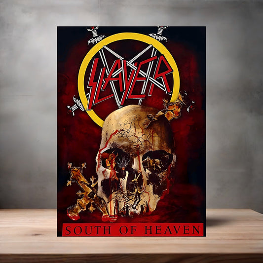 Slayer South of Heaven poster on aluminum print. Multiple sizes available