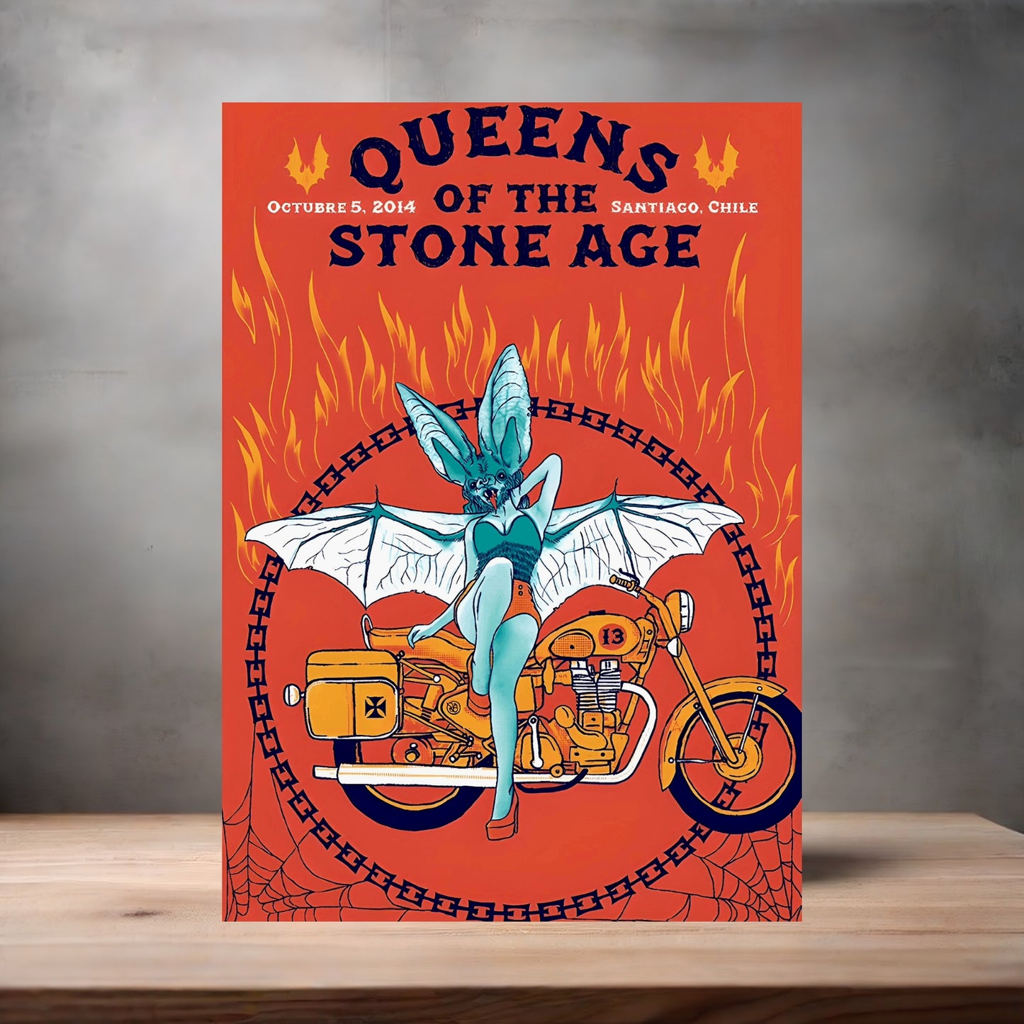 Queens of the Stone Age 2014 Chile concert poster on aluminum print. Multiple sizes available