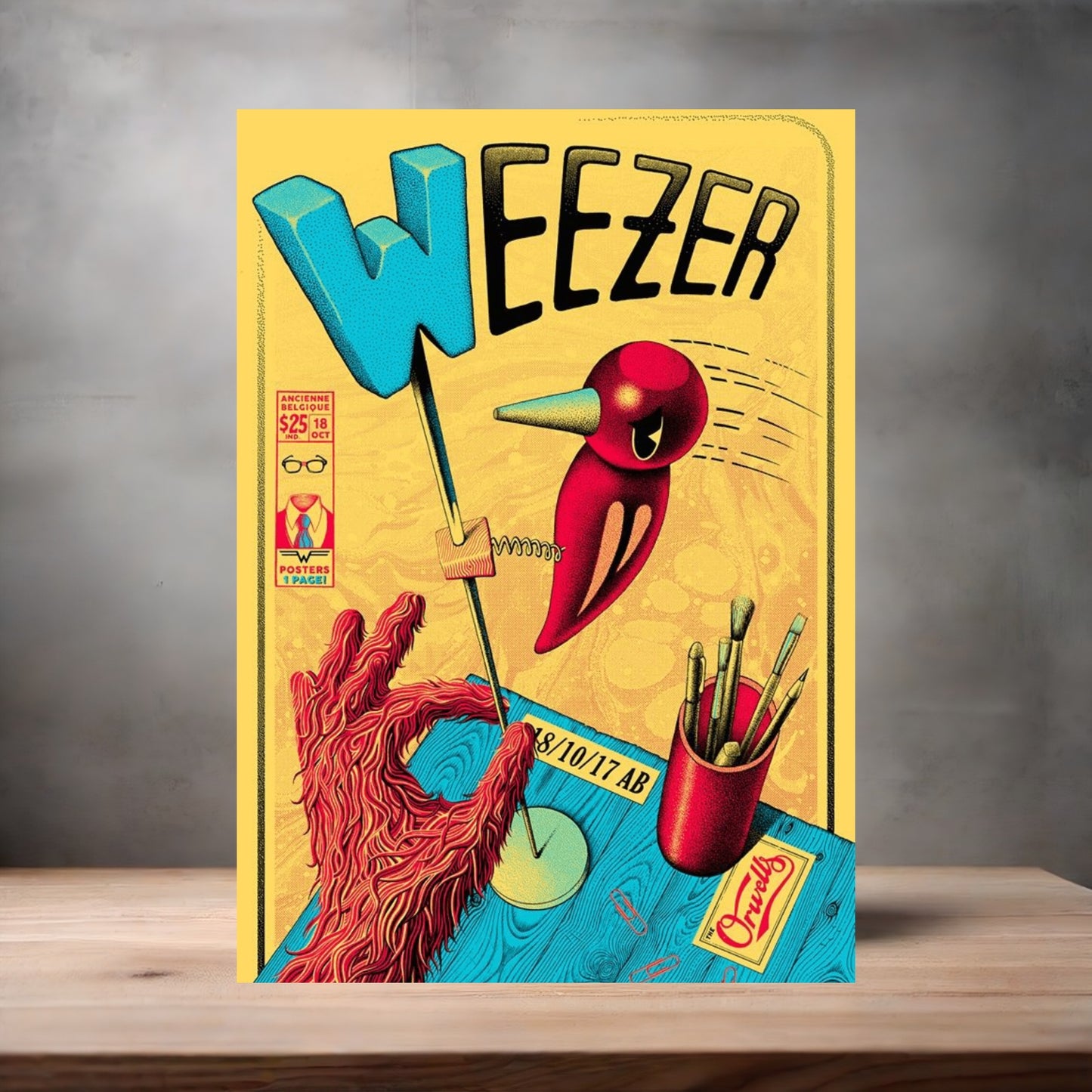 Weezer poster on aluminum print. Multiple sizes available