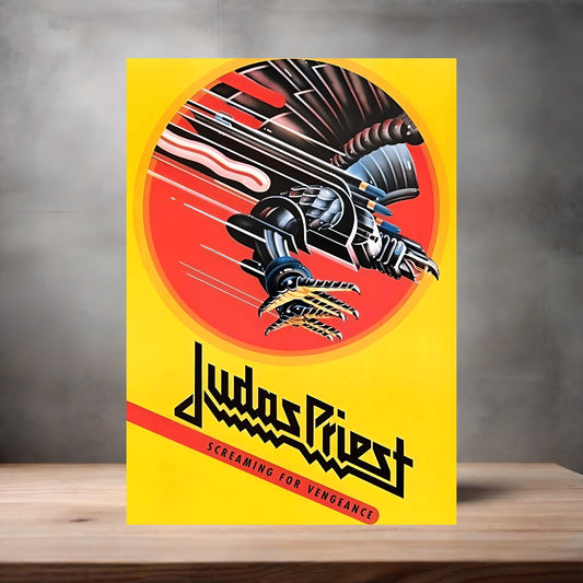 Judas Priest Screaming for Vengeance poster on aluminum print. Multiple sizes available