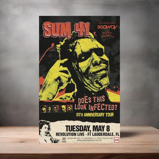 Sum 41 Florida concert poster on aluminum print. Multiple sizes available