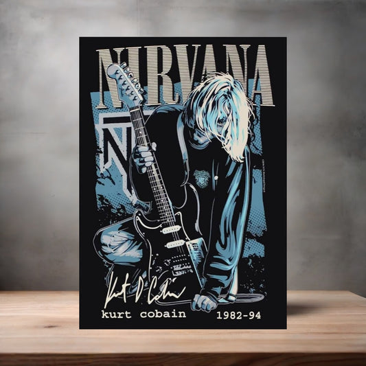 Nirvana Kurt Cobain poster on aluminum print. Multiple sizes available