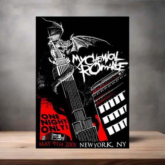 My Chemical Romance 2008 New York concert poster on aluminum print. Multiple sizes available