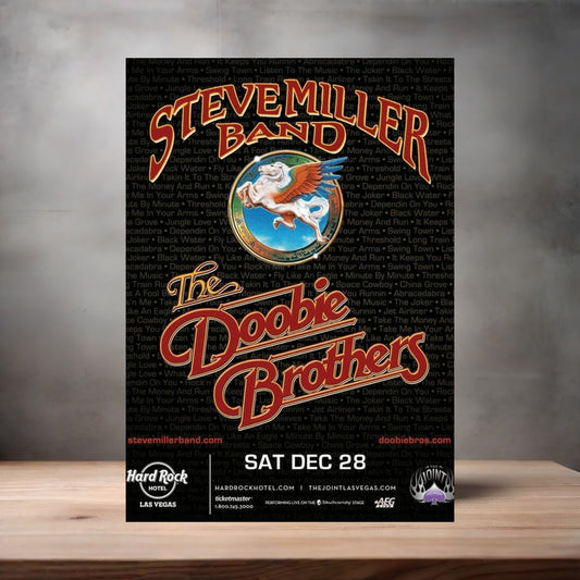 Steve Miller Band and Doobie Brothers concert poster on aluminum print. Multiple sizes available