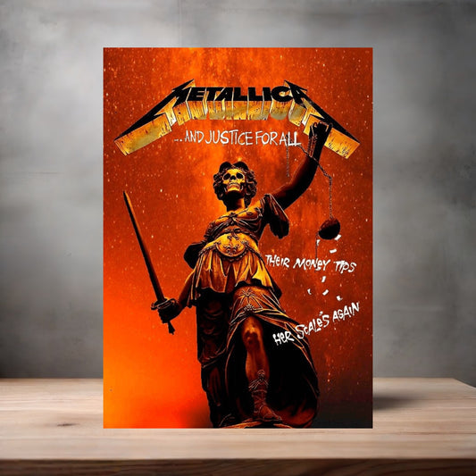 Metallica red And Justice for All poster on aluminum print. Multiple sizes available
