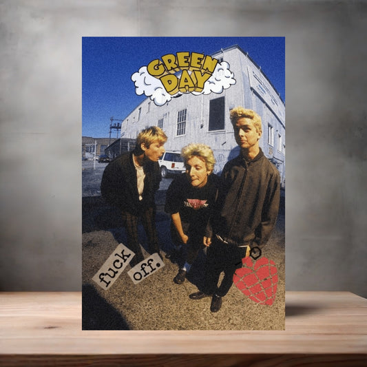 Green Day F Off poster on aluminum print. Multiple sizes available