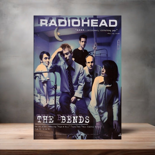 Radiohead the Bends poster on aluminum print. Multiple sizes available