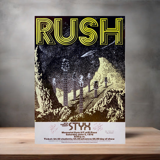 Rush with special guest Styx concert poster on aluminum print. Multiple sizes available