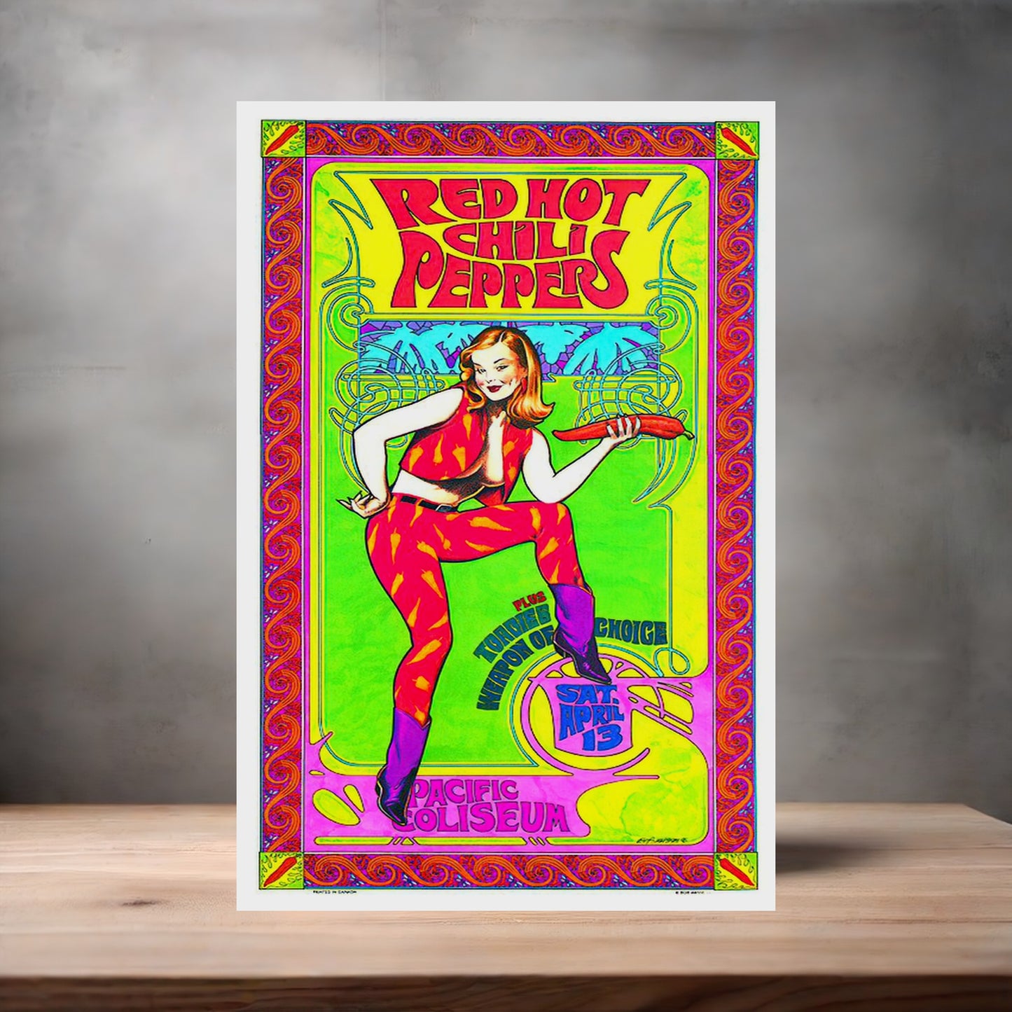 Red Hot Chili Peppers Pacific Coliseum concert poster on aluminum print. Multiple sizes available