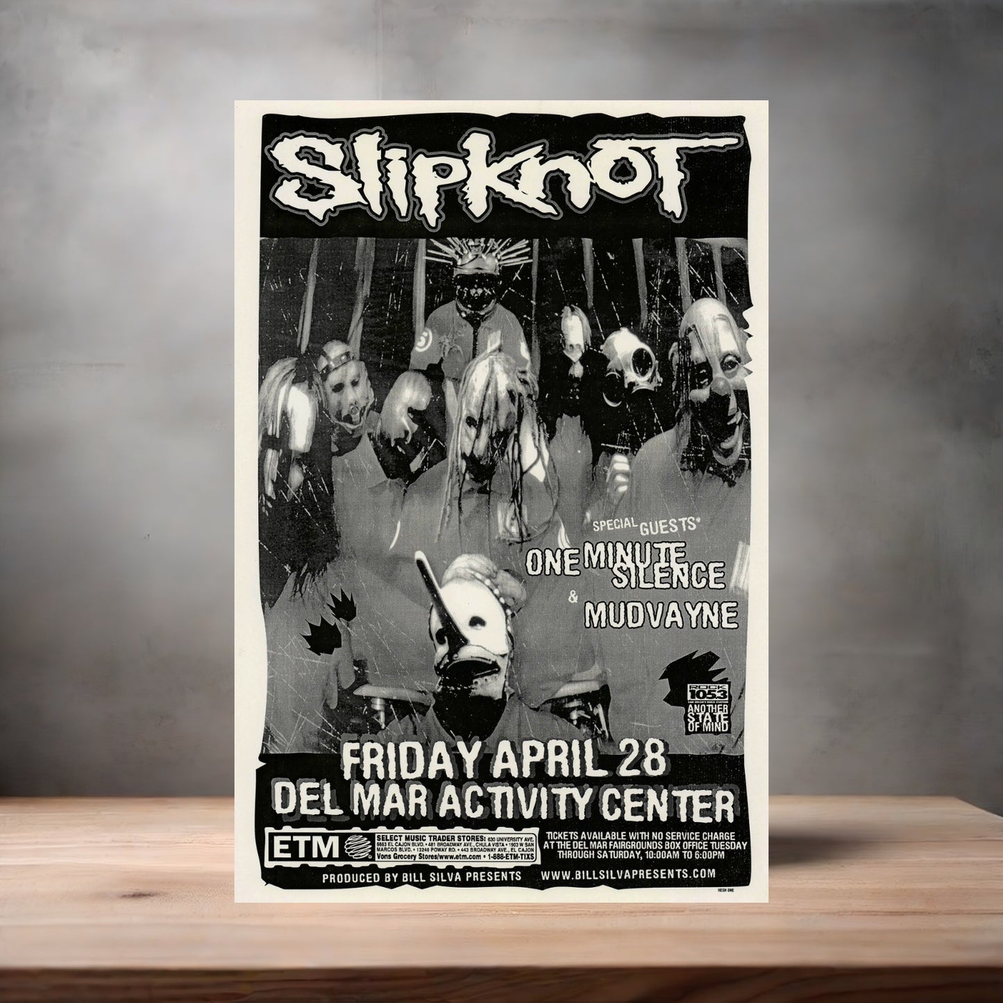 Slipknot with Mudvayne concert poster on aluminum print. Multiple sizes available