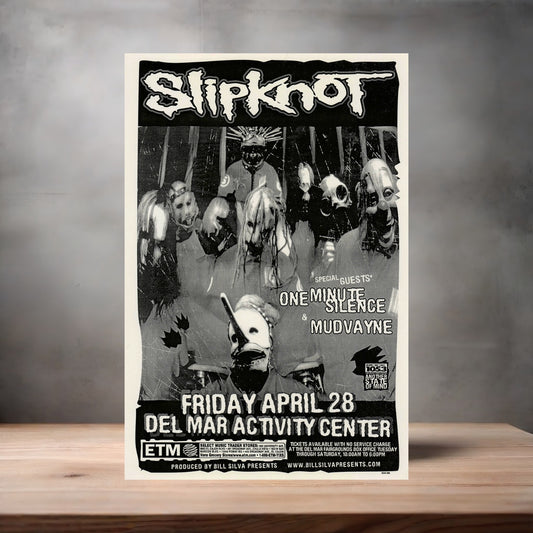 Slipknot with Mudvayne concert poster on aluminum print. Multiple sizes available
