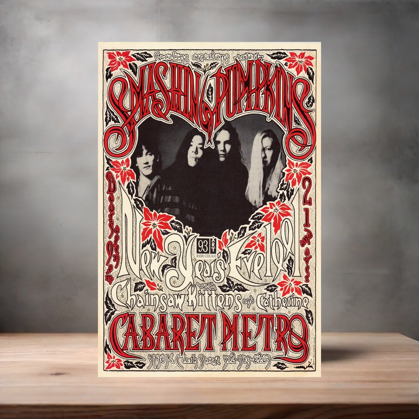 Smashing Pumpkins concert poster on aluminum print. Multiple sizes available
