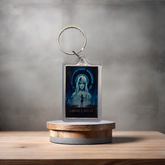 Ghost in the Shell anime keychain with metal prints encased. V4