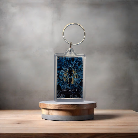 Ghost in the Shell anime keychain with metal prints encased. V5