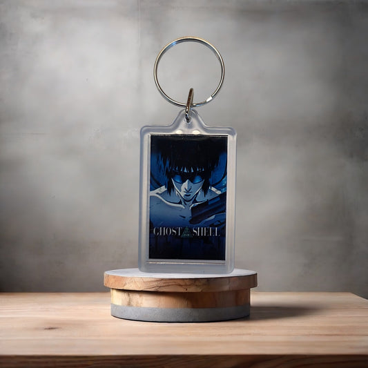 Ghost in the Shell anime keychain with metal prints encased. V2