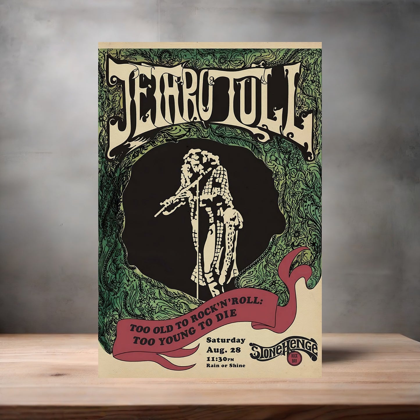 Jethro Tull concert poster on aluminum print. Multiple sizes available