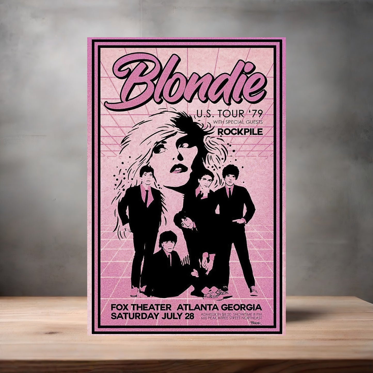 Blondie 1979 concert poster on aluminum print. Multiple sizes available