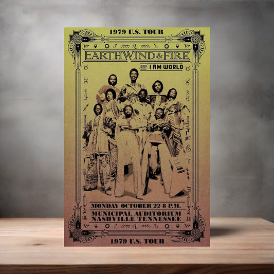 Earth,  Wind and Fire concert poster on aluminum print. Multiple sizes available