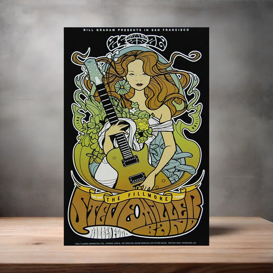 Steve Miller Band concert poster on aluminum print. Multiple sizes available