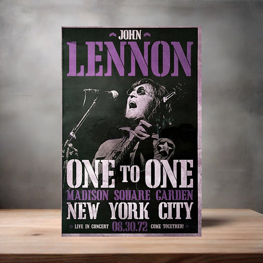 John Lennon NYC concert poster on aluminum print. Multiple sizes available