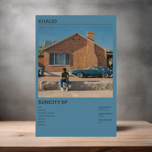 Khalid album poster Suncity EP on aluminum print. Multiple sizes available