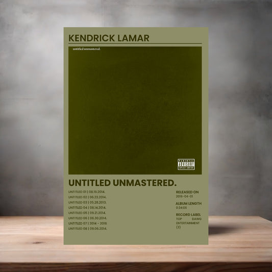 Kendrick Lamar album poster Untitled Unmastered on aluminum print. Multiple sizes available