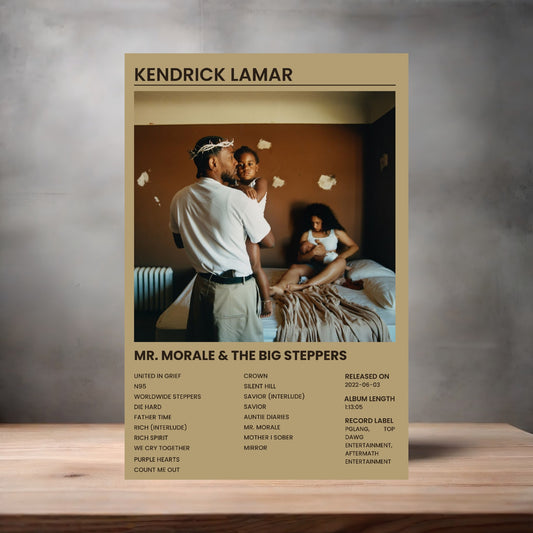 Kendrick Lamar album poster Mr. Morale & the Big Steppers on aluminum print. Multiple sizes available