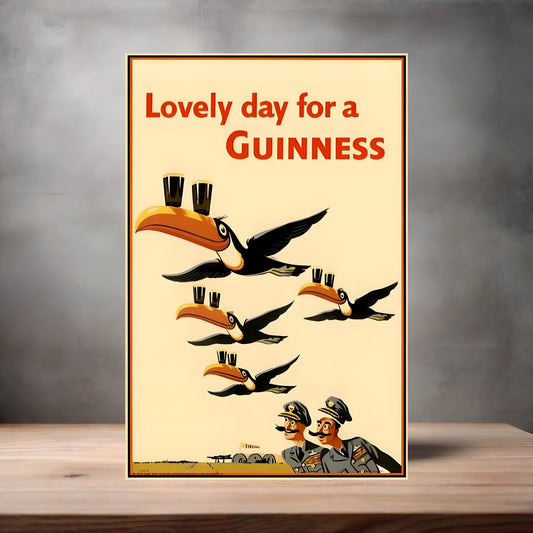 Vintage Guinness beer ad poster on aluminum print. Multiple sizes available