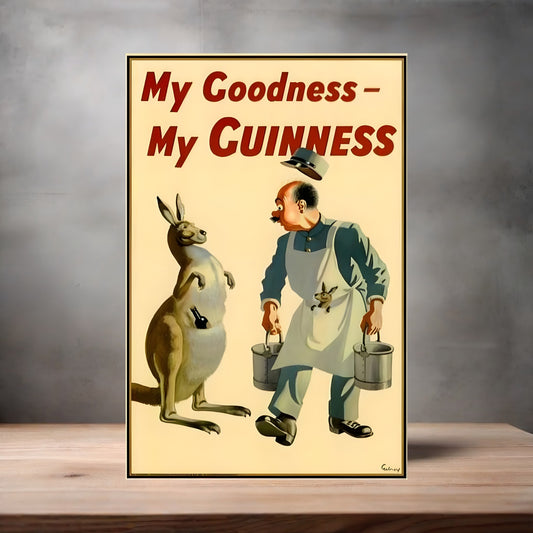 Vintage Guinness ad poster on aluminum print. Multiple sizes available