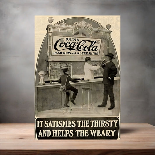 Vintage Coca-Cola ad poster on aluminum print. Multiple sizes available