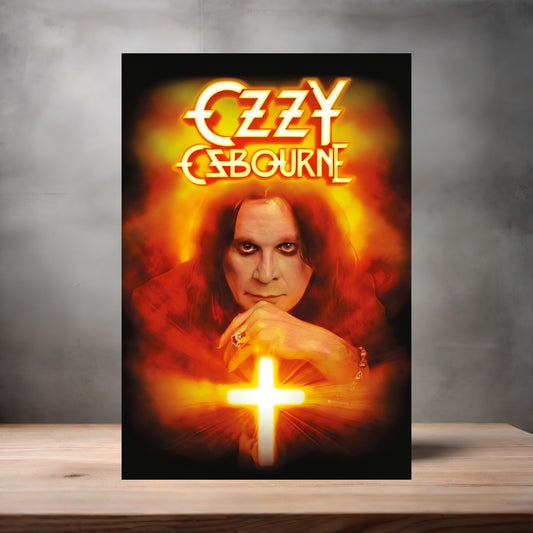 Ozzy Osbourne cross poster on aluminum print. Multiple sizes available