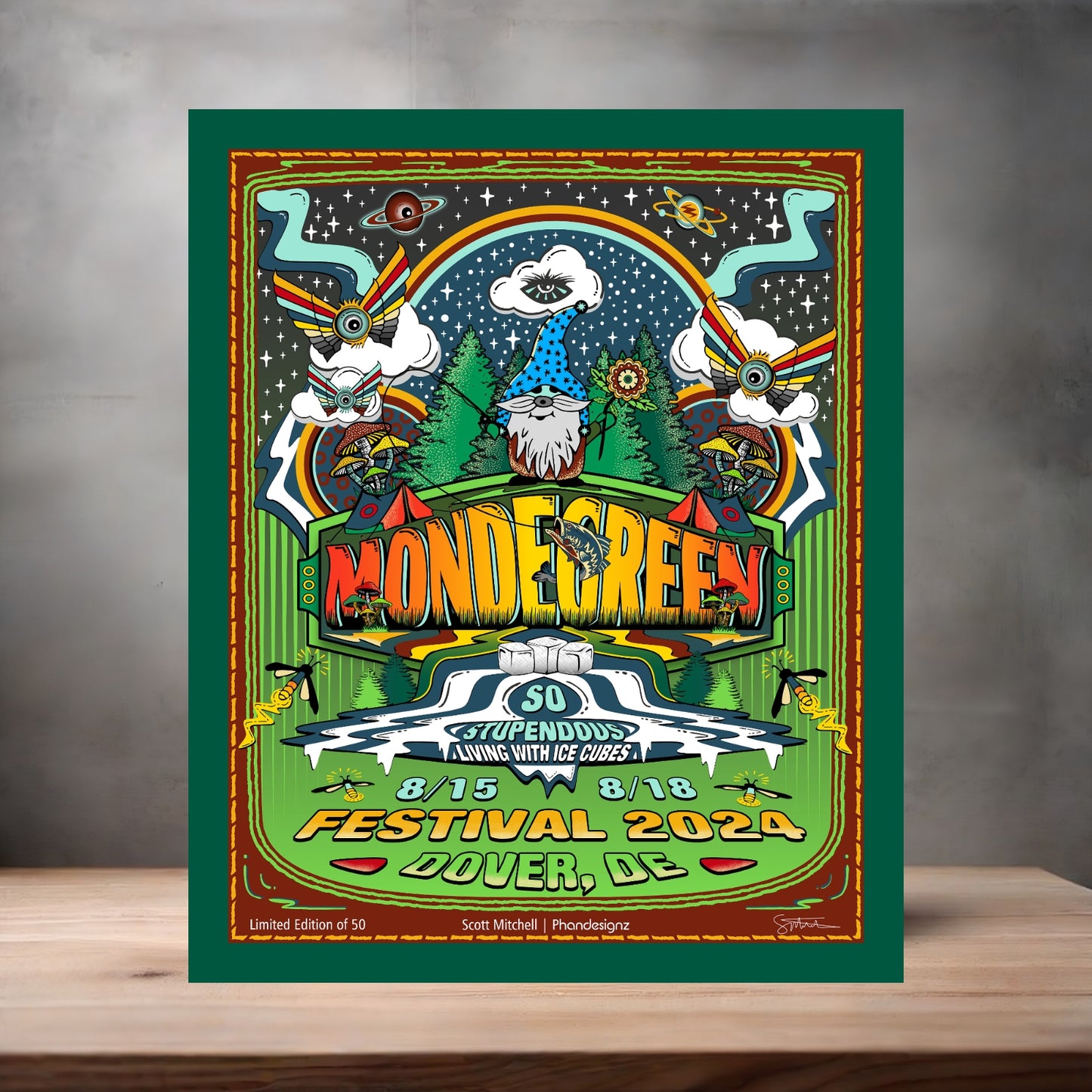 Phish Delaware concert poster on aluminum print. Multiple sizes available