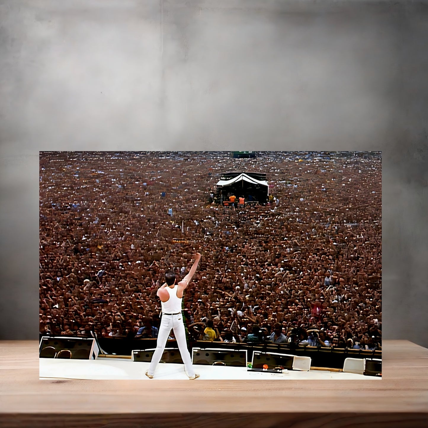 Queen's Freddie Mercury Iconic Live Aid poster on aluminum print. Multiple sizes available