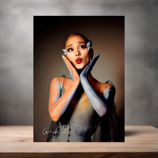Ariana Grande posing poster on aluminum print. Multiple sizes available