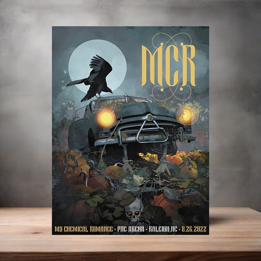 My Chemical Romance Raleigh NC concert poster on aluminum print. Multiple sizes available