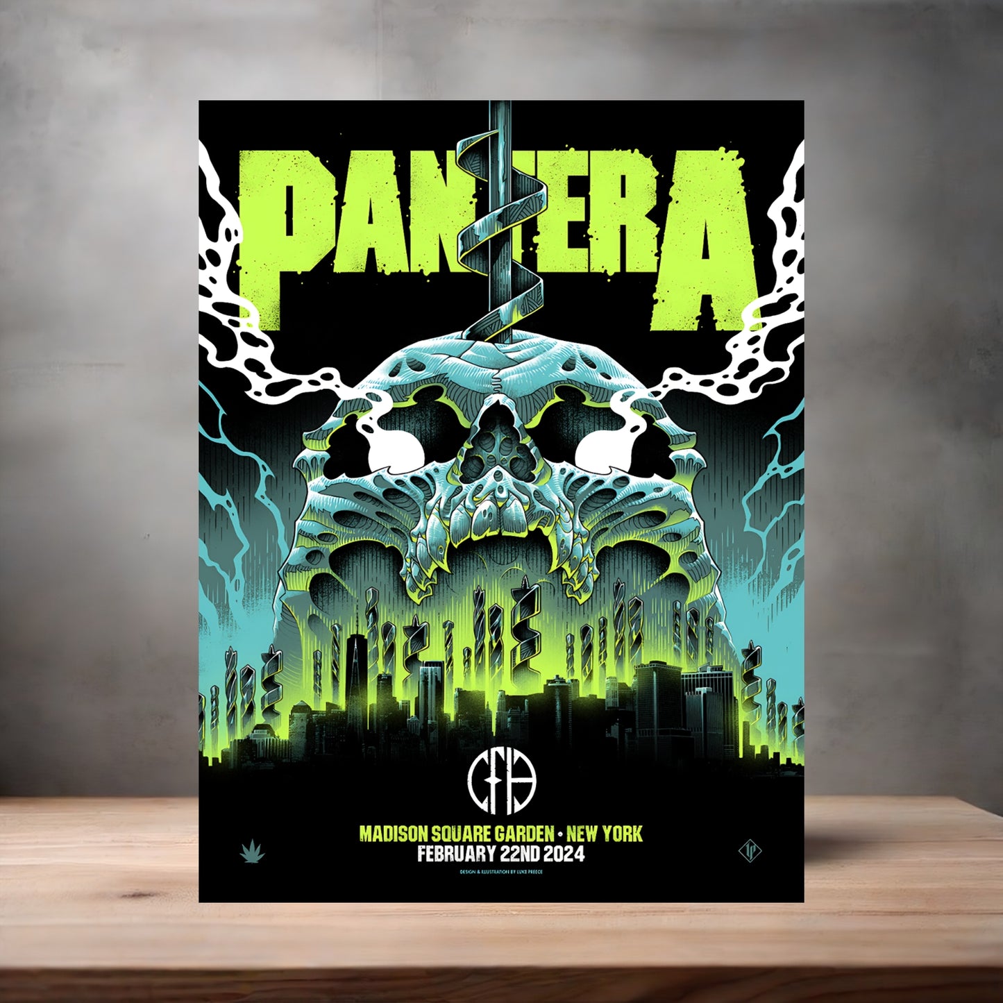 Pantera Madison Square Garden 2024 concert poster on aluminum print. Multiple sizes available.