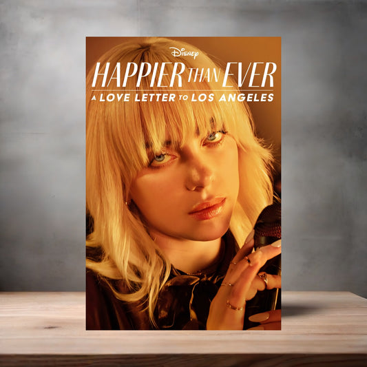 Billie Eilish Happier than Ever poster on aluminum print. Multiple sizes available