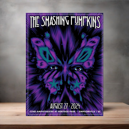 The Smashing Pumpkins Simpsonville SC concert poster on aluminum print. Multiple sizes available