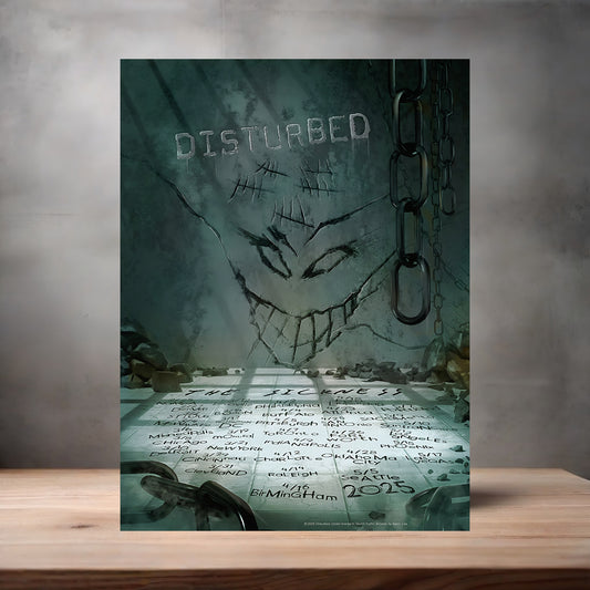 Disturbed The Sickness tour poster on aluminum print. Multiple sizes available