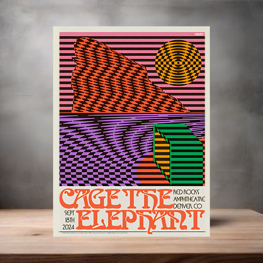 Cage the Elephant Red Rocks Denver CO concert poster on aluminum print. Multiple sizes available