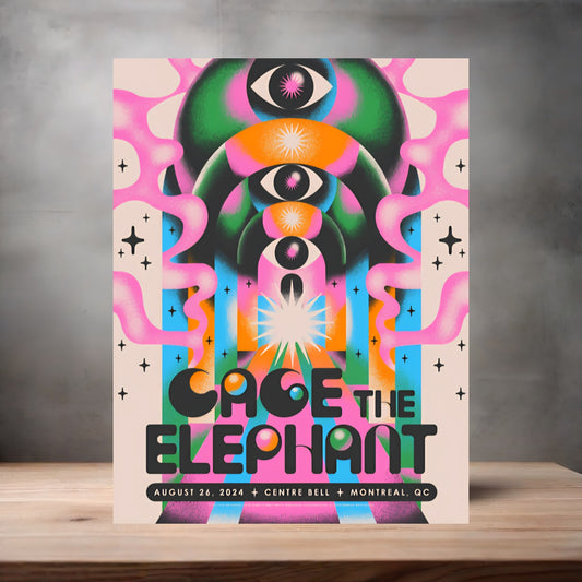 Cage the Elephant Montreal QC concert poster on aluminum print. Multiple sizes available