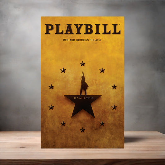 Playbill Hamilton poster on aluminum print. Multiple sizes available
